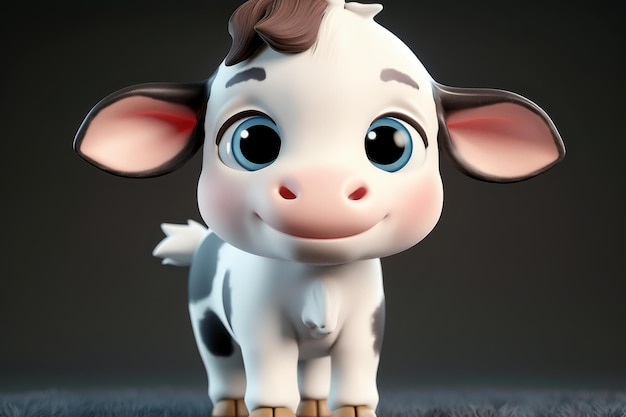 Adorable Cartoon Baby Cow with Big Eyes