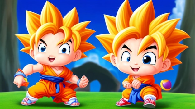 An adorable cartoon baby goku