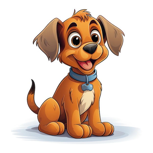 Adorable CartoonStyle Dog for Toddler Book Clipart on White Background AI Generated
