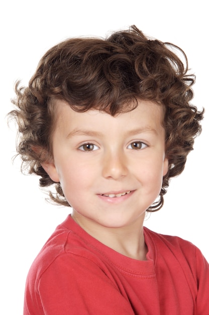 Adorable casual child over white background