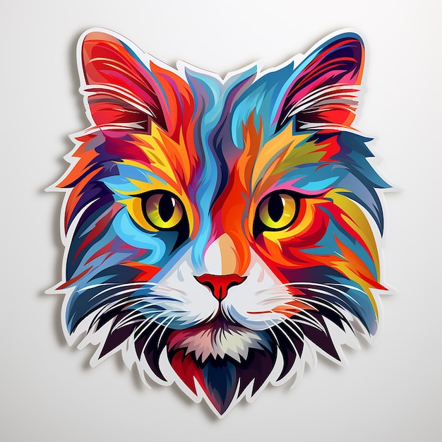 Foto adorable cat sticker in art brut style gedetailleerde contour vector met gedempte kleuren op witte achtergrond