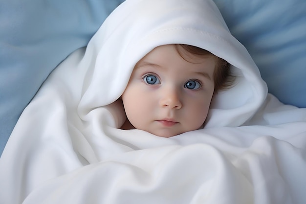 Adorable Caucasian Baby Wrapped Up Generative AI