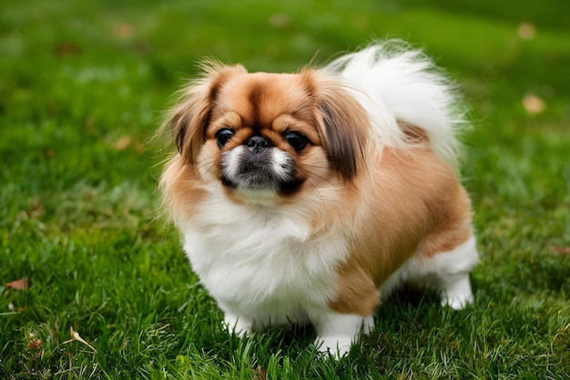 Adorable charm fluffy Pekingese toy dog exudes cuteness