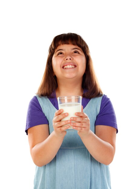 Adorable child drinking milk  