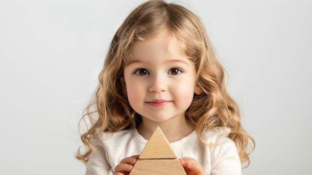 Adorable Child Playing with Wooden Blocks in Soft Light Conceptualizing Innocence and Learning Perfect for Educational Themes AI