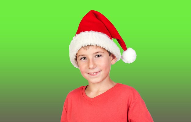 Adorabile bambino con cappello da babbo natale