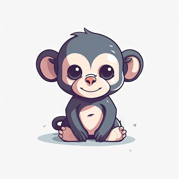 Adorable Chimpanzee Illustration on a Clean White Background