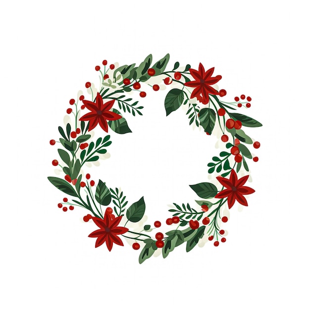 Adorable christmas floral wreath on white background generative AI