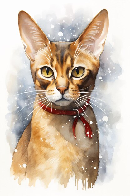 Adorable Christmas Portraits Animals in Watercolor Festive Attire Cute Snow Atmosphere