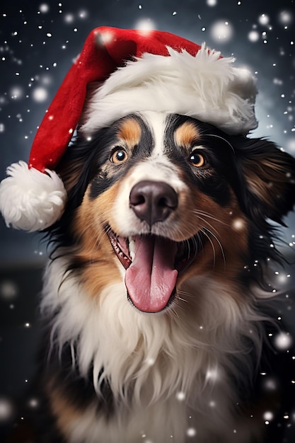 사랑스러운 크리스마스 초상화 동물 수채화 축제 복장 귀여운 눈 분위기