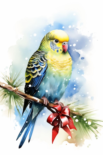 Adorable Christmas Portraits Animals in Watercolor Festive Attire Cute Snow Atmosphere