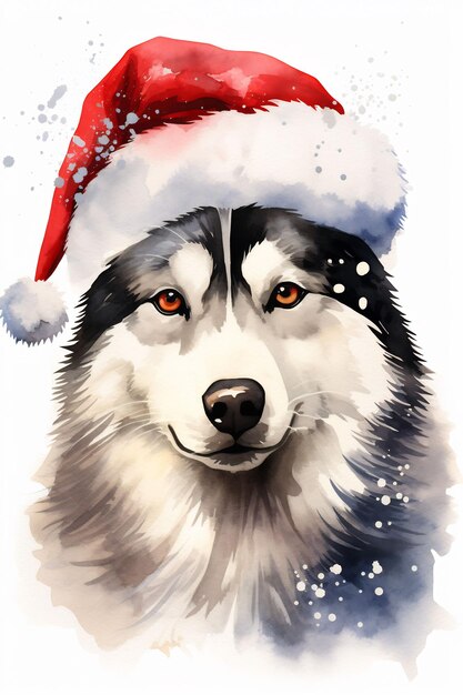 クリスマスの可愛い肖像画 水彩の動物 祭りの衣装 可愛い雪の囲気
