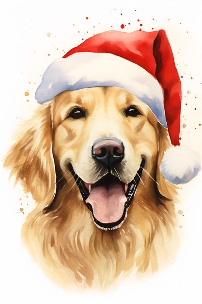 사랑스러운 크리스마스 초상화 동물 수채화 축제 복장 귀여운 눈 분위기