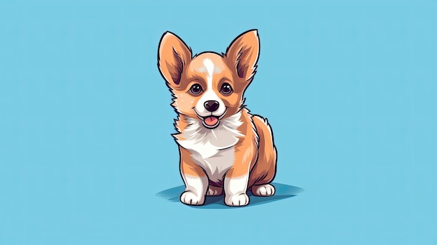 An adorable corgi dog on a blue background