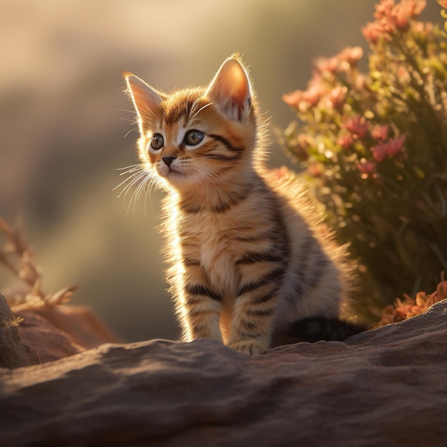 Adorable cute cat standing outdoor