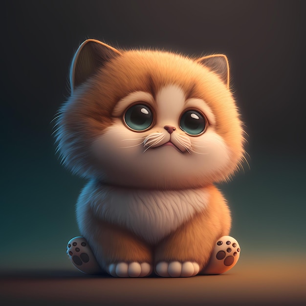 adorable and cute chubby cat 3D render