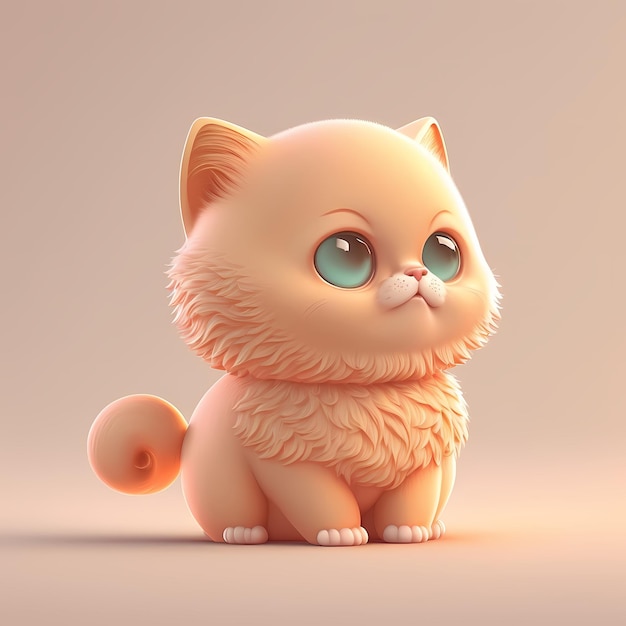 adorable and cute chubby cat 3D render