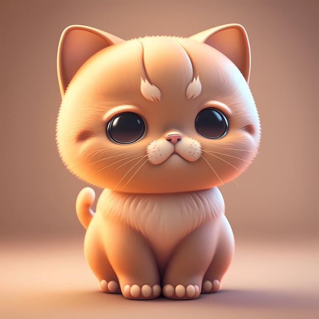 adorable and cute chubby cat 3D render