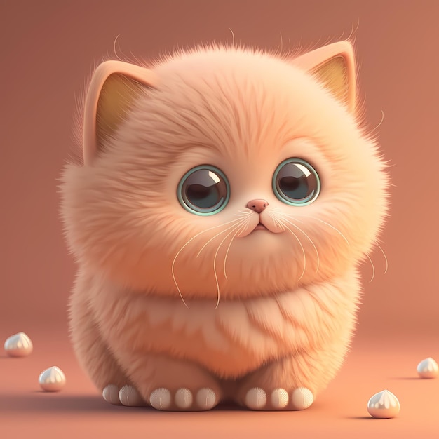 adorable and cute chubby cat 3D render