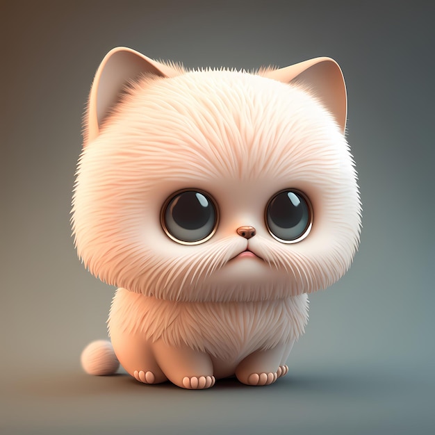 Adorable and cute chubby cat 3d render