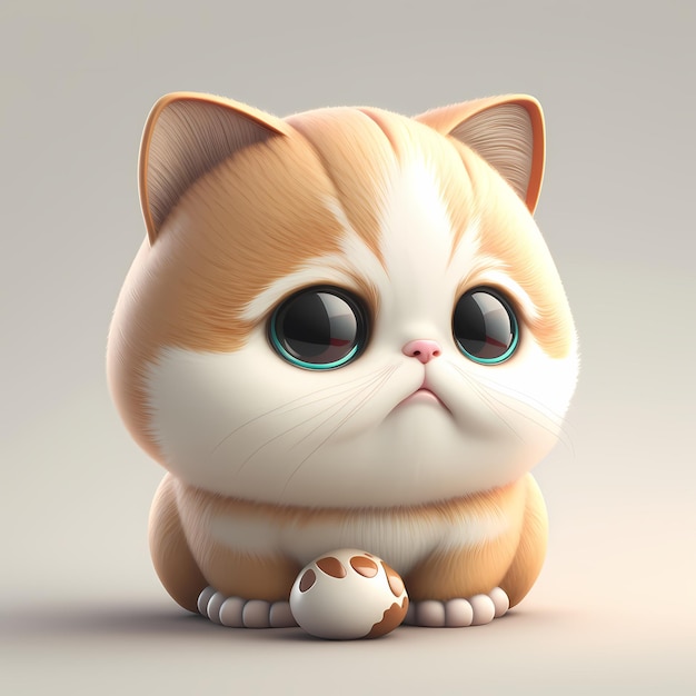 adorable and cute chubby cat 3D render