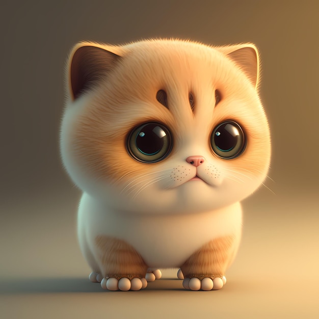 adorable and cute chubby cat 3D render