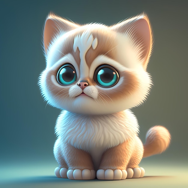 adorable and cute chubby cat 3D render