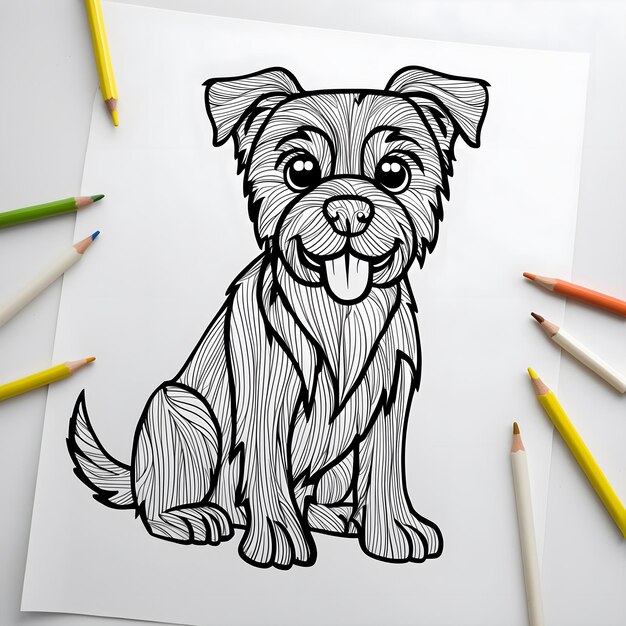 Photo adorable cute dog drawing