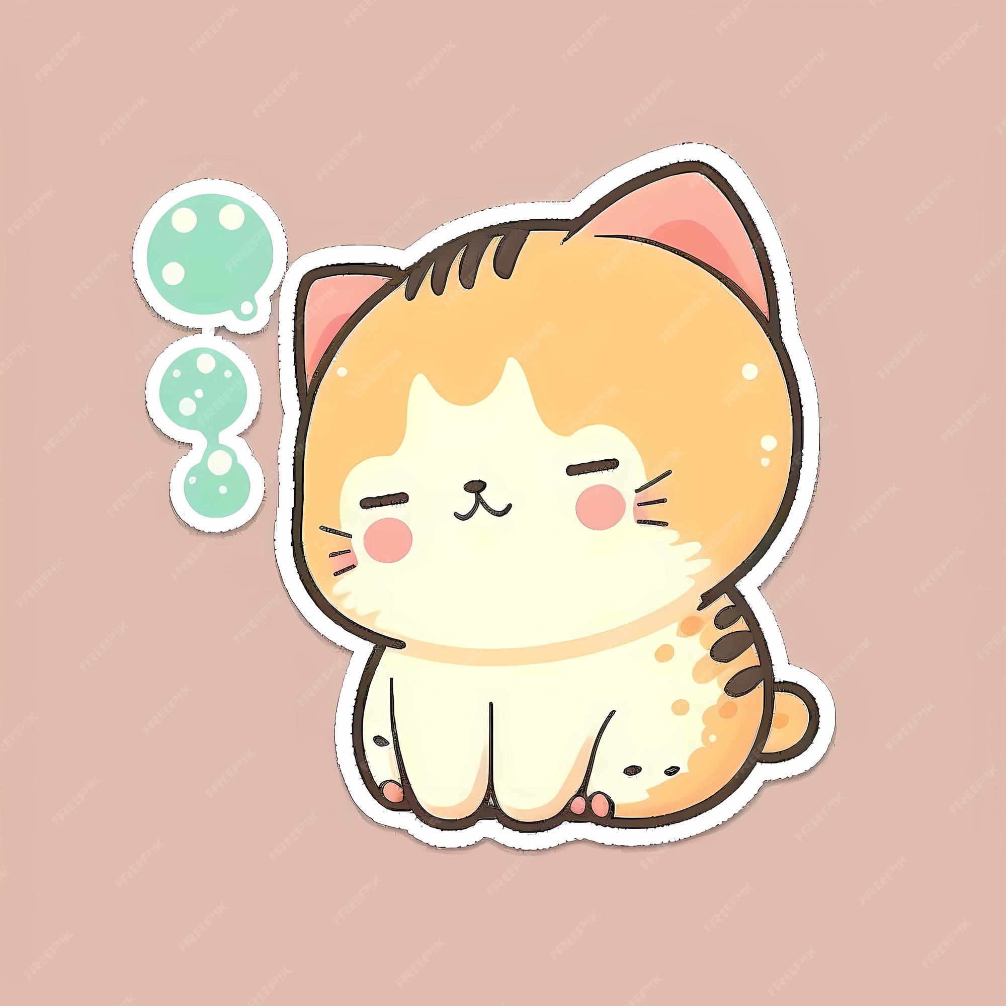 Smiling Little Cute Cat Kawaii Illustration Design Royalty Free