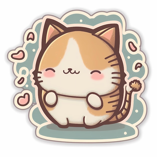 Photo adorable and cute kawaii cat sticker design illustration