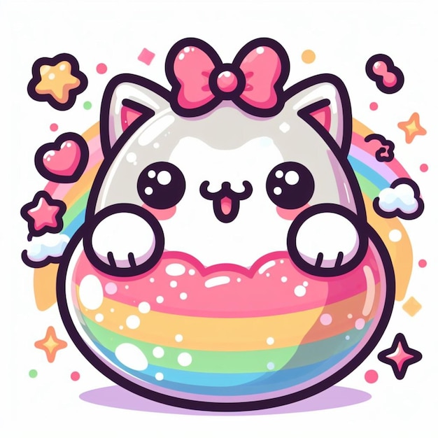 Photo adorable and cute kawaii illustration colorful and flat design