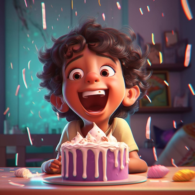 An adorable cute kids surprise 3d cartoon Generative Ai