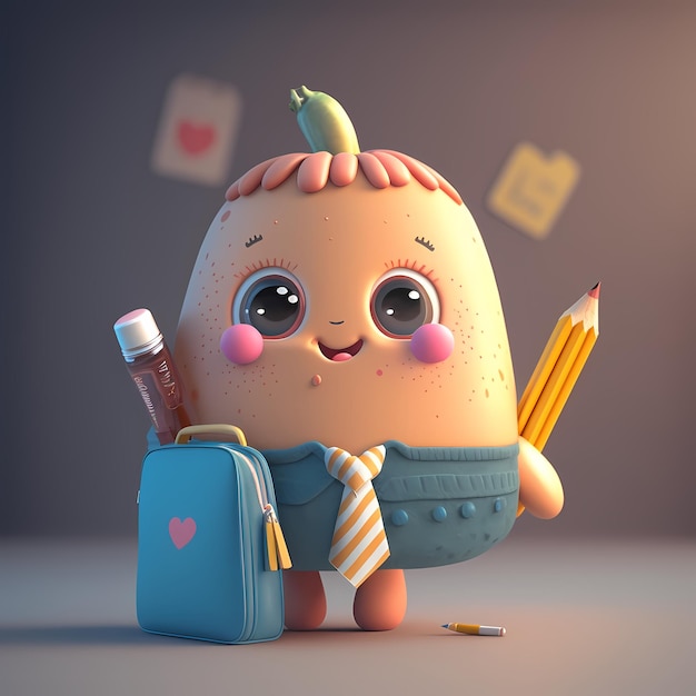 adorable and cute school bag 3d illustration