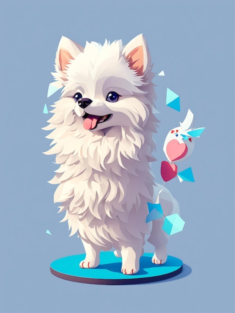 An Adorable Cute White Pomeranian