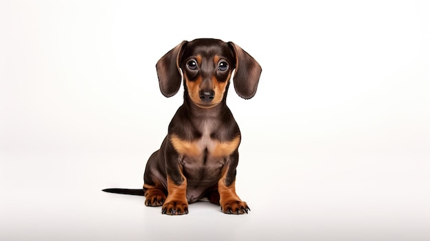 Adorable Dachshund Dog on White Background AI Generated