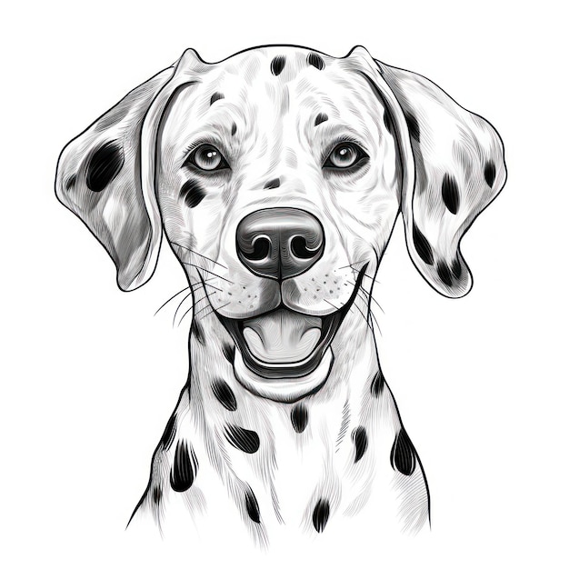 Adorable dalmatian face handdrawn clipart image for coloring book on white background ai generated