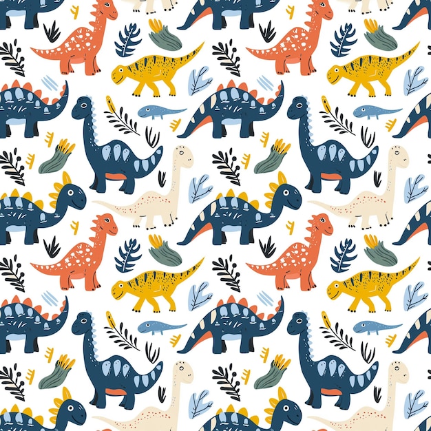 Photo adorable dinosaur seamless pattern design