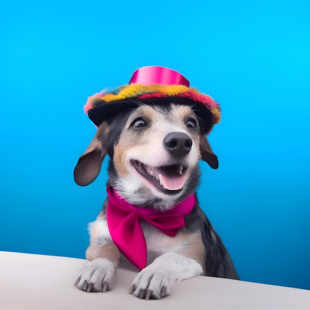 Adorable dog with mexican sombrero hat Cinco De Mayo fashion