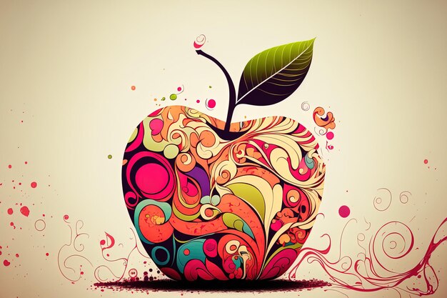 Adorable doodle apple fruit