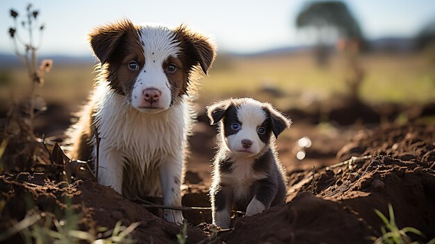 Photo adorable duo puppy and calf captured with nikon d850 85mm f18
