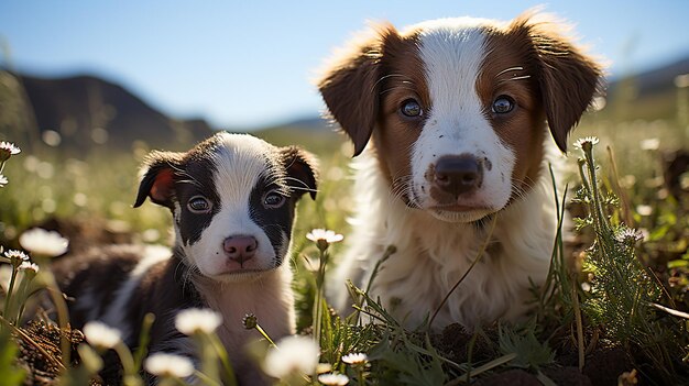 Photo adorable duo puppy and calf captured with nikon d850 85mm f18