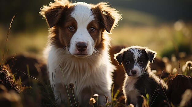 Photo adorable duo puppy and calf captured with nikon d850 85mm f18