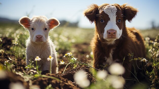 Photo adorable duo puppy and calf captured with nikon d850 85mm f18