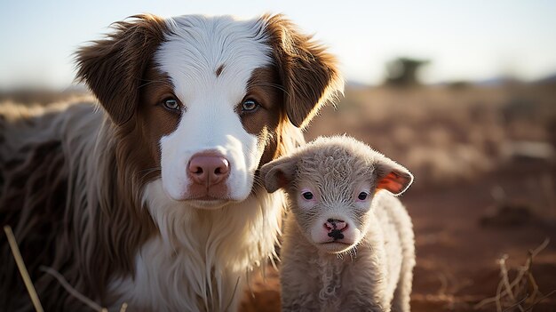 Photo adorable duo puppy and calf captured with nikon d850 85mm f18