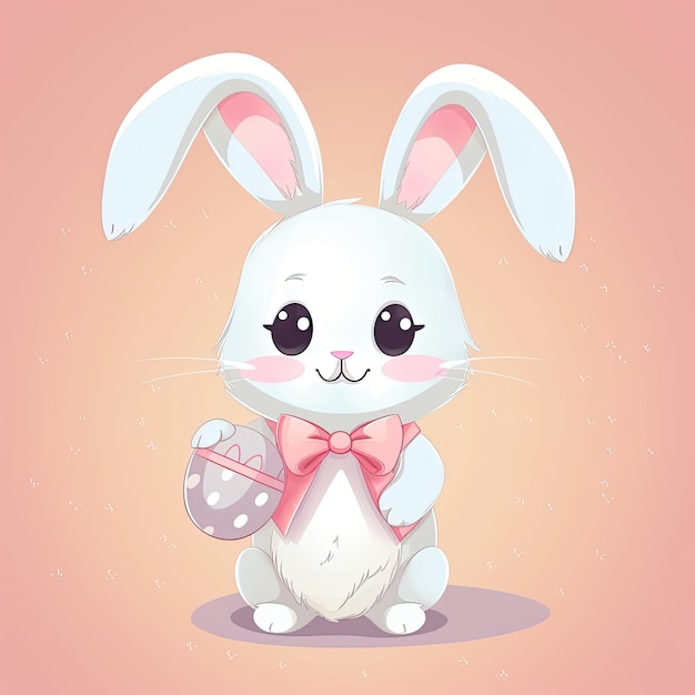 Adorable Easter Bunny cartoon on a colour pastel background Generative AI