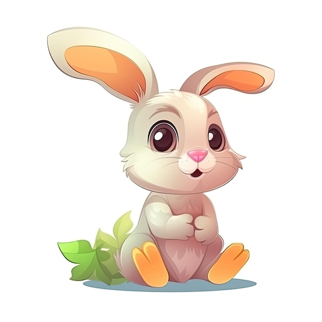 Adorable Easter Bunny cartoon on a white background Generative AI