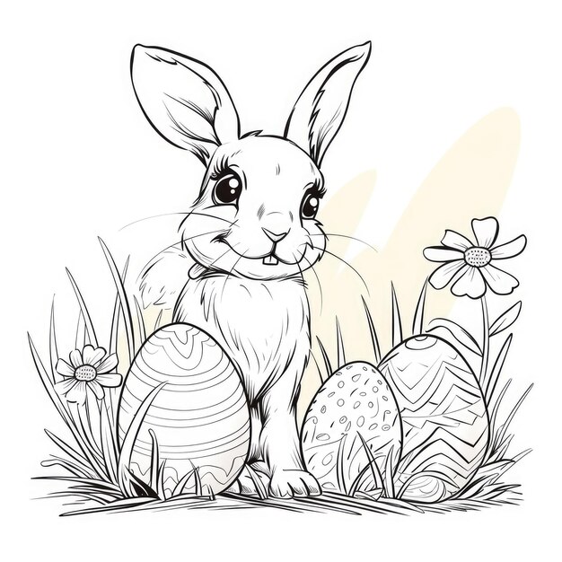 Photo adorable easter bunny egg coloring pages for kids