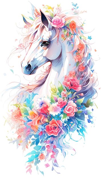 Adorable equine and floral artwork for your work