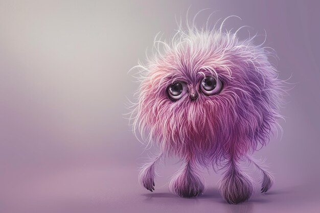 Photo adorable extraterrestrial fluffy creature on two legs