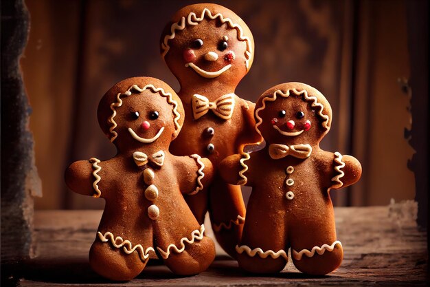 Photo adorable family gingerbread men christmas decoration